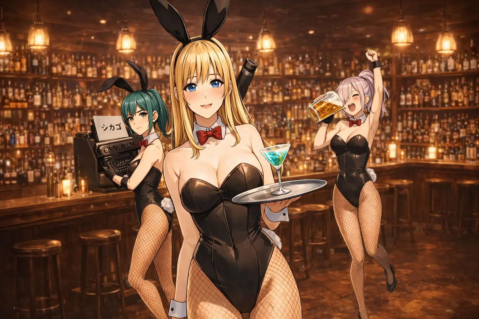 罰ゲーム的にバニー着てもらった的な三人組的な。